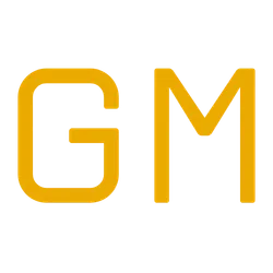 Greg Murray logo with the letters G and M in yellow